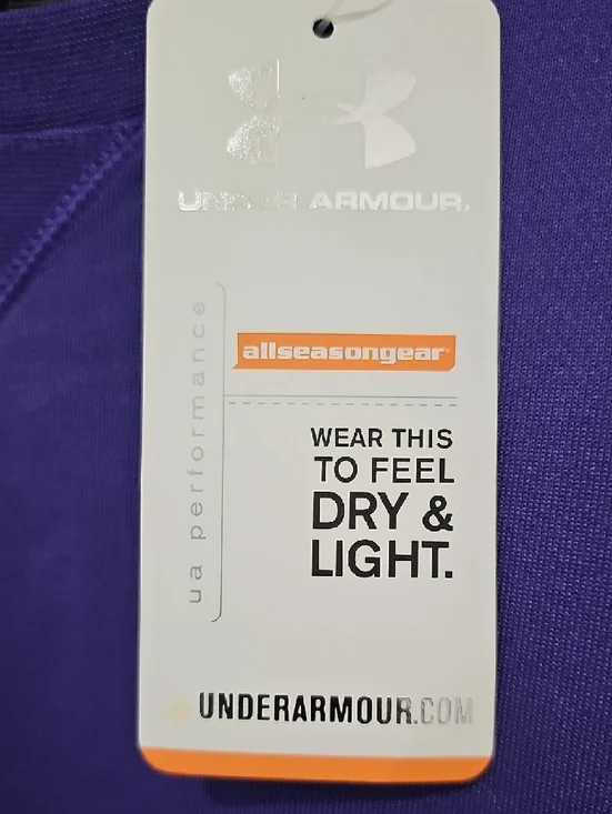 Under Armour Women's Deep Purple Crew Sweatshirt with Pink Logo - Picture 2 of 4